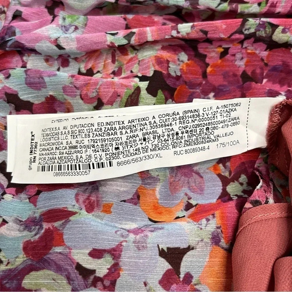 Zara (NWT) Floral Print Pink Mini Dress with Side Cut Out Size X-Large - Picture 9 of 10